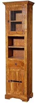 MASSIVMOEBEL24.DE Hochschrank Akazie 52x36x187 Oxford, Farbe:Hellbraun lackiert, Größe:52x36x187 cm (BxTxH)