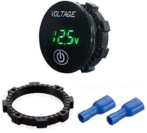 Mini Waterproof Voltmeter,2in1 LED Battery Capacity Monitor Gauge Meter DC 12V-24V Universal for Car/Motorcycle/Truck – Green