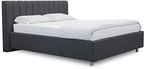 ES Design 08 Polsterbett Antony mit 5 Jahren Garantie, EIN hochwertiges Bett, Lattenrost und Stauraum (Dunkelgrau, 100 x 200 cm)