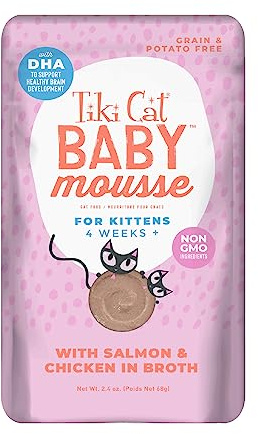 Tiki Cat Baby, Salmon & Chicken, Grain-Free and Nutrient Rich, Wet Cat Food for Kittens 4 Weeks+, 2.4 oz. Pouch (12 Count)