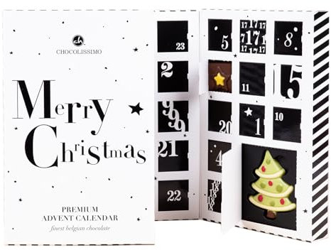Adventskalender Schokolade - Weihnachtskalender für Kinder, Frauen, Männer, Eltern, Oma, Opa - Adventszeit Geschenkidee, Geschenk - Kalender mit 24 Schokoladentafeln und -figuren - Blau