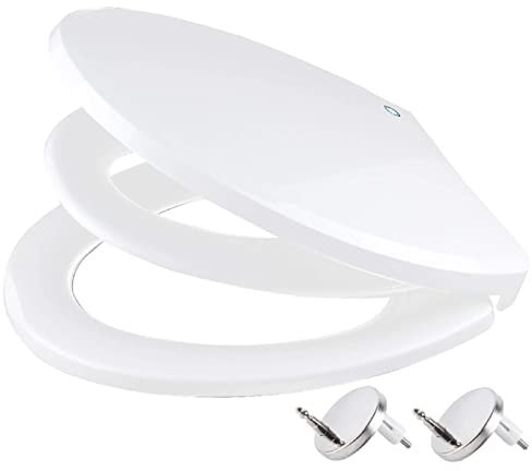 YORKING Family Toilet Seat with Child Seat 2 in 1 Adjustable Soft Close Toilet Seat Potty Training Toilet Seat Shape Dual Fixing Stainless Hinges Close Mechanism Removable for Cleaning