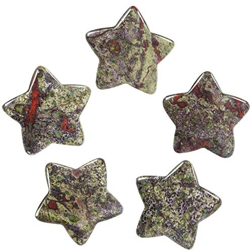 Nupuyai 5 STK. Stern Steine Handschmeichler Edelsteine Glücksbringer Deko | Drachenblutstein, Handschmeichler Heilsteine, Kristall Glückssterne für DIY Schmuck&Meditation, Wohn Büro Deko
