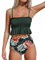 CUPSHE Damen Bikini Set Rüschen Gesmokter Bikini Bandeau Geraffte Bademode High Waist Zweiteiliger Badeanzug Armee Grün XS