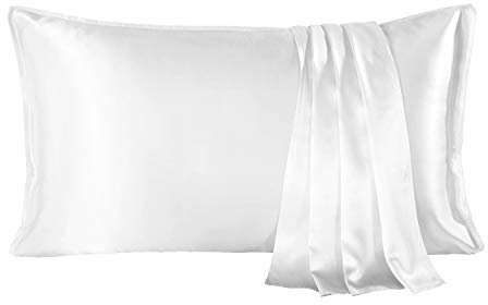 SHARE SILK 20 Momme Seiden Kissenbezug, 100% Maulbeerseiden Kissen für Haar und Haut mit Umschlagverschluss, Weich und Glatt Seiden Kopfkissenbezug, 50 x 66 cm Weiß 1 Stück