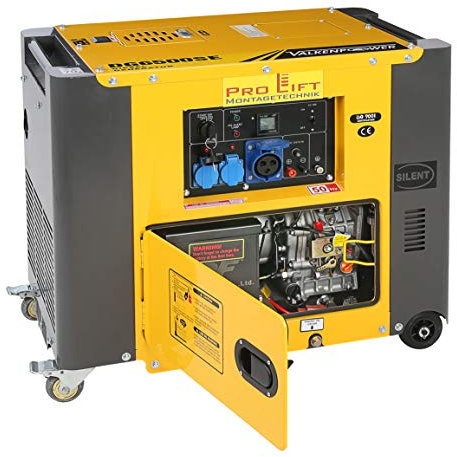 Pro-Lift-Montagetechnik Generador de corriente silencioso, 5,5 kW, 230 V, generador de corriente de emergencia, 5500 W, refrigerado por aire, ruedas