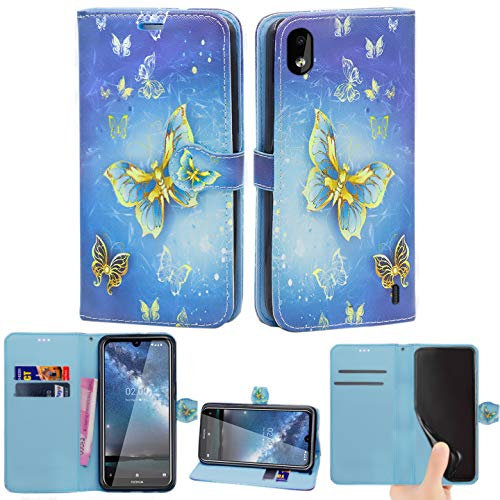 Mobile Stuff Nokia 2.4 Case - [6.5 Inch] Leather Wallet Book Flip Folio Stand View Case for Nokia 2.4 (Butterfly Gold)