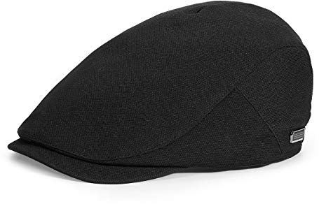 Faletony Herren Flat Cap Schiebermütze Baskenmütze Gatsby Newsboy Cap Fischgrätenmuster Fahrkappe, Größe 55cm-61cm (Schwarz)