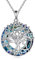 YFN 50th Geburtstag Geschenke für Frauen Sterling Silber Anhänger Baum des Lebens Blau Kristall Halskette Schmuck für Mama Oma