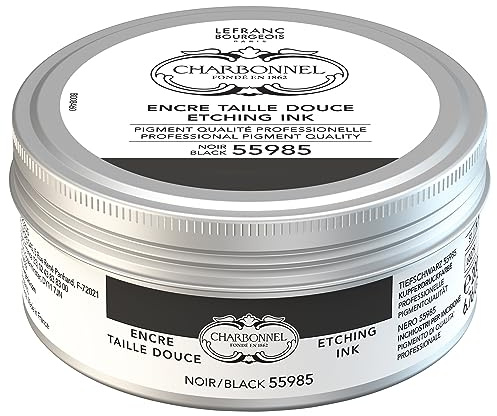 Charbonnel Kupferdruckfarben, hochpigmentierte Tiefdruckfarbe, ausgezeichnete Lichtechtheit, Vegan, lebendige Farben, alterungsbeständig, 200ml Topf - Schwarz 55985