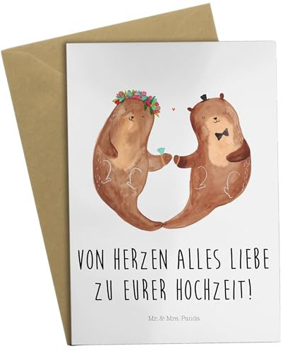 Mr. & Mrs. Panda Grußkarte Hochzeit Otter - Geschenk, Zur, Hochzeitstag, osterkarte, Trauung, weihnachtskarten, osterkarten, Hochzeitskarte, Hochzeitsgeschenk, vatertagskarte, einladungskarten