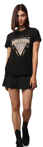 ONLY Women's Onllucy Reg S/S JRS Noos Top, Black/Print: Freedom, M
