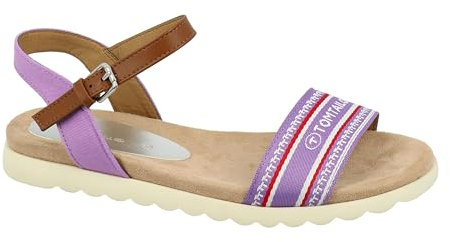 Tom Tailor Damen 5394909 Flache Sandale, Flieder, 38 EU