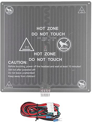 214mm / 8.43inch 12V120WU 3D Printer Hot Bed Plate 3D Printer Accessories Aluminum Heated Mat Replacement with Wire for Anet A8 A6