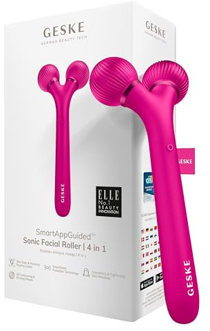 GESKE | SmartAppGuided™ Sonic Facial Roller | 4 in 1 | Gerät für Gesicht | Derma Roller | Professioneller Gesichtsroller | Strafft und definiert die Haut im Gesicht