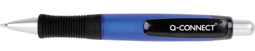 Q-CONNECT Hochwertiger Kugelschreiber, einziehbar, mit Gummigriff, Farbe Blau, Spitze, 1 mm