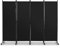 COSTWAY 225 x 173 cm Raumteiler auf Rollen, Paravent 4-teilig, Trennwand faltbar, aus Stoff, Sichtschutz für mehr Privatsphäre und Flexibilität (Schwarz)