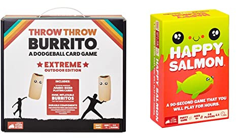 Exploding Kittens Throw Throw Burrito Extreme Outdoor Edition Card Games for Adults Teens & Kids - Fun Family Games - A Dodgeball Card Game & Happy Salmon by - Card Games