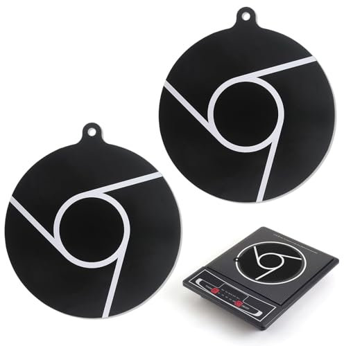 2PCS Induction Cooker Pads - Protector Mat 20cm, Non-Slip Silicone Multifunctional Mats for Induction Hob (Black)