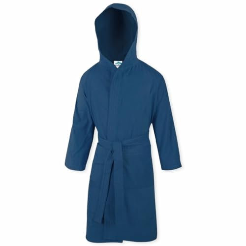 Dolphin Accappatoio in microfibra con cappuccio, per piscina e palestra mod. SPORT (M, Blu scuro)