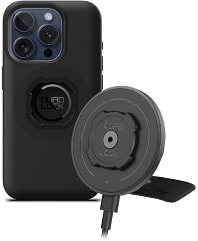 Quad Lock Adhesive Dashboard/Console Car Phone Holder Kit with MAG Wireless Charging Head V2 and MAG Phone Case for iPhone 15 Pro
