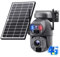 SHIWOJIA 4G Dual Solar Lens Camera, 2K 6MP Outdoor Wireless Solar Camera, 20x Optical Zoom, 50m IR Night Vision, Sound and Light Alarm, Red and Blue, Metal Shell