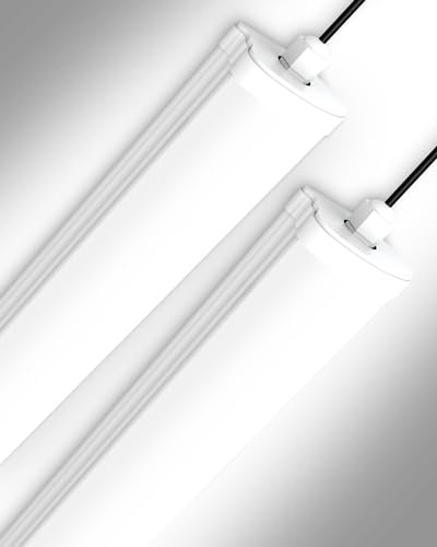 Sararoom 2PCS 145cm Neon LED 50W Réglette LED Light - 5000lm 6500K Blanc Froid Plafonnier LED Lampe - étanche IP65 pour Garage, Hôtels, Bureaux, Centres de Bain,Ateliers