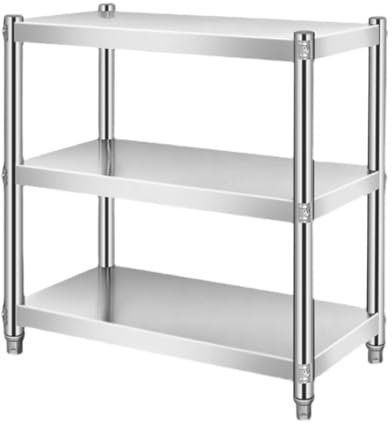 3 Böden Edelstahltisch Gastronomie Regal für Restaurants, Küchen, Großküchen Edelstahl Küchenregal Arbeitstisch Küchentisch Regal(70X30cm/27.5X11.8in)