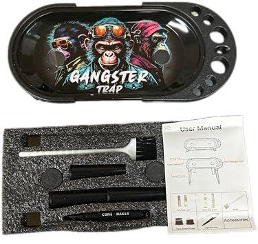 Tobacco Rolling Tray Set Rolling Station Cone Maker Rolling Poker Included (Ganngst)