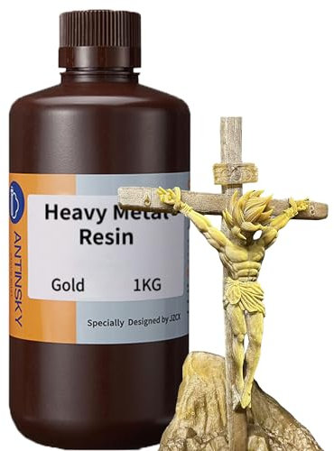 Antinsky Heavy Metal Resin 3D-Drucker UV-härtendes Harz 405 nm Photopolymer für LCD/DLP Hohe Präzision Geringe Schrumpfung Schnelle Aushärtung Episches Gefühl Einzigartiges Metallic-Gold 1kg