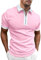 Elegancity T Shirt Herren Kurzarm Poloshirt Zipper für Männer Sport Shirts Sommer Polohemd Kontrastfarbe Regular Fit Tshirt Rosa X-Large