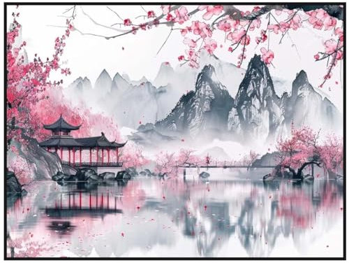 Diamond Painting Chinesische Landschaft 30x50 cm Malen Nach Zahlen Erwachsene Diamant Painting Bilder, Full Eckige Steine Diamond Painting Kinder, DIY Simple Diamond Painting Set für Wand Dekor S/622