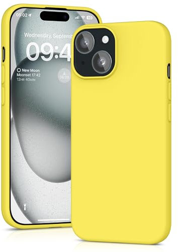 YATWIN Silicone Case for iPhone 15, Soft-Touch, Shockproof, DustProof, Antiskid Full Body Armour Phone Cover for Apple iPhone 15 - Yellow