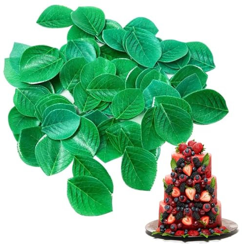 Homefantasy 100 Stück Blätter, grüne Kuchendekoration,Blätter Kuchen Dekoration, Oblatenpapier,Kuchendekoration für Hawaii, Aloha, Sommer, Hochzeit, Geburtstag, Babyparty