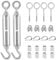 TooTaci 3mm Drahtseil Seilspanner Set, M6 Seilspanner Edelstahl Set, 2 Stück Spannschlösser Haken und Öse, 4 Stück Ösenschraube, M3 Seilklemmen, Spannhaken für Gartendraht, Zaunspanner, Hängen