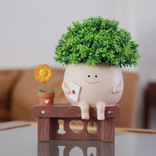 NINIPAPA Funny Plant Pots Cute Smiley Face Planter, Mom Flower Pot for Indoor Plants Unique Succulent Pot Gift, Small Cactus Head Planters, Fun Mom Gifts for Birthday Chirstmas