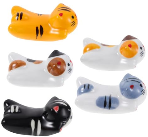 LABRIMP Porte-Baguettes Repose-Baguettes en Céramique Forme De Chat Porte-cuillère Support De Baguettes Décoratif