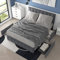 Aoskem 140x200 Doppelbett Polsterbett Mit Stauraum 4 Schubladen, Lattenrost, Rückenlehne, Flachbett Jugendbett Metallrahmen, Ohne Matratze, Leinen (Grau)