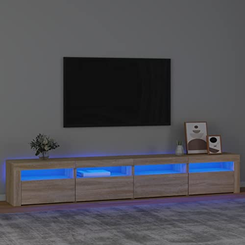 IKAYAA Mobile Porta TV con LED 240 cm Mobile TV 240 Armadio Moderno per TV Supporto TV per Soggiorno o Salotto-Rovere sonoma-240 x 35 x 40 cm