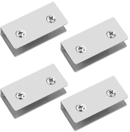 Abrazaderas de Cristal 4 Piezas, Soporte Estante Cristal, 8-12mm Abrazadera de Vidrio de acero Inoxidable para Ventana, Barandilla, Escalera, Cuarto de Baño