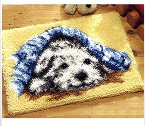 UXIYI Latch Hook Kits for Adults,Pre-Printed Canvas Diy Rug Making Kit Crochet Yarn Kits for Kids Beginners,Crafts Carpet for Home Decoration Festival Gift,Dog,20.5''x15''