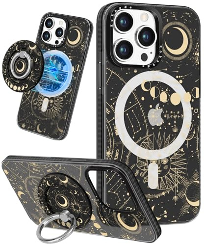 Kokaade for iPhone 14 Pro Max Case for Women Girls - Compatible with Magsafe for 360° Rotatable Magnetic Ring Holder Stand Cute Cool Girly Sun Moon Design TPU for iPhone 14 Pro Max Phone Case