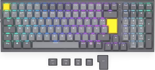 ENDORFY Celeris 1800 DE, kabellose Tastatur mit 1800 Layout, QWERTZ, BT, 2.4 GHz, SideTune, Yellow von Gateron Switches, FR4-Top Plate für EIN verbessertes Tippgefühl