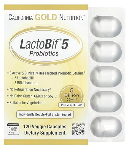 LactoBif® 5 Probiotics, 5 Billion CFU, 120 Veggie Capsules, California Gold Nutrition