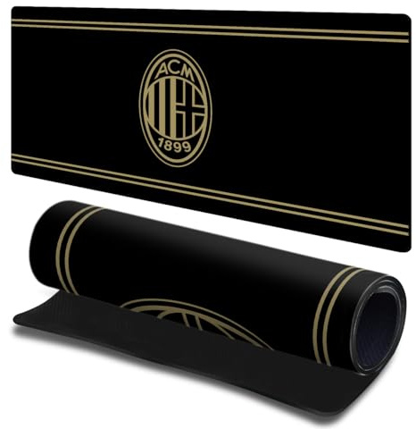 Head Case Designs Licenza Ufficiale AC Milan Nero & Oro Logo Cresta 23.62 x 11.81 x 0.12 Inches (600 x 300 mm) - L Tappetino per Mouse E Scrivania da Ufficio per Giochi Tastiera PC