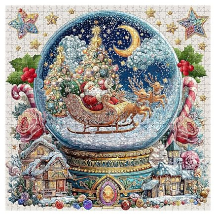 Weihnachts Kristallkugel Puzzle – Festliches 3D Deko Spiel für Erwachsene und Kinder | Buntes Weihnachtskugel Puzzles als Wohnzimmer, Schlafzimmer, Kamin, Eingangsbereich, Party unds Familienfeier