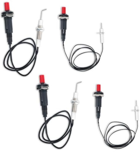 BTFO 4pz Kit di Accenditore Piezoelettrico a Pulsante per Propano, con Elettrodo Ceramico e Filo Lungo Accenditore Piezoelettrico per Forno Camino Grill a Gas Stufa
