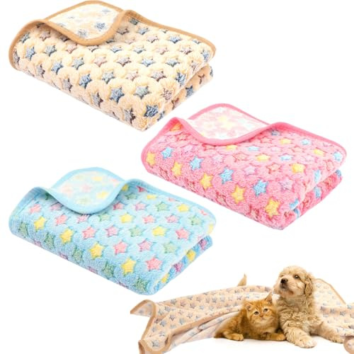 Neerow 3 Stück Hundedecke, 104 x 76 cm Katzendecke Sofa | Weich Fleece Kuscheldecke Flauschig, 3 Farben Haustier Decke Waschbar für Hunde, Katzen, Sofa, Auto, Betten, Transportbox