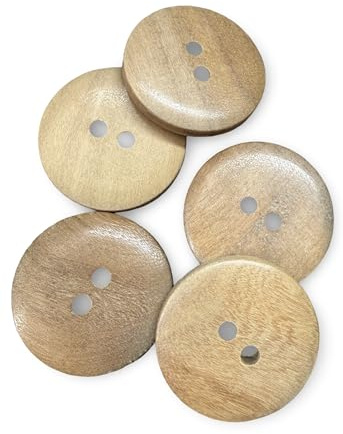 Olivenholz Knöpfe Natur - 10 Stück Holzknöpfe rund mit 2 Löchern - Größe wählbar 11mm-34mm - Echtes Olivenholz - Nähknöpfe für Nähen, Stricken, DIY (21mm)