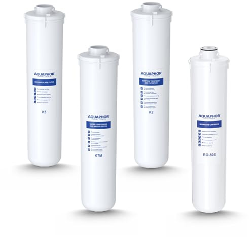 Aquaphor Ersatzfilter Set für Morion RO-101S Umkehrosmoseanlage mit Membran RO-50S K2 K5 K7M Wasserfilter Set zur Wasseraufbereitung Mineralisierung und Reinigung 4 Stück